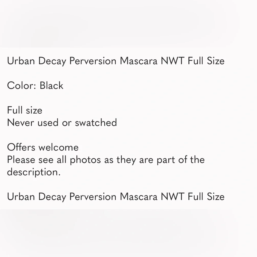 Urban Decay Perversion Mascara NWT Full Size